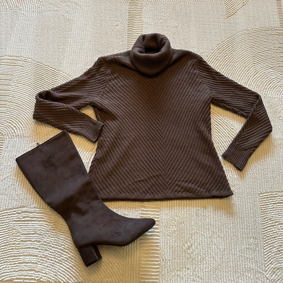 New York & Company Brown Turtleneck Sweater - Picture 2 of 15